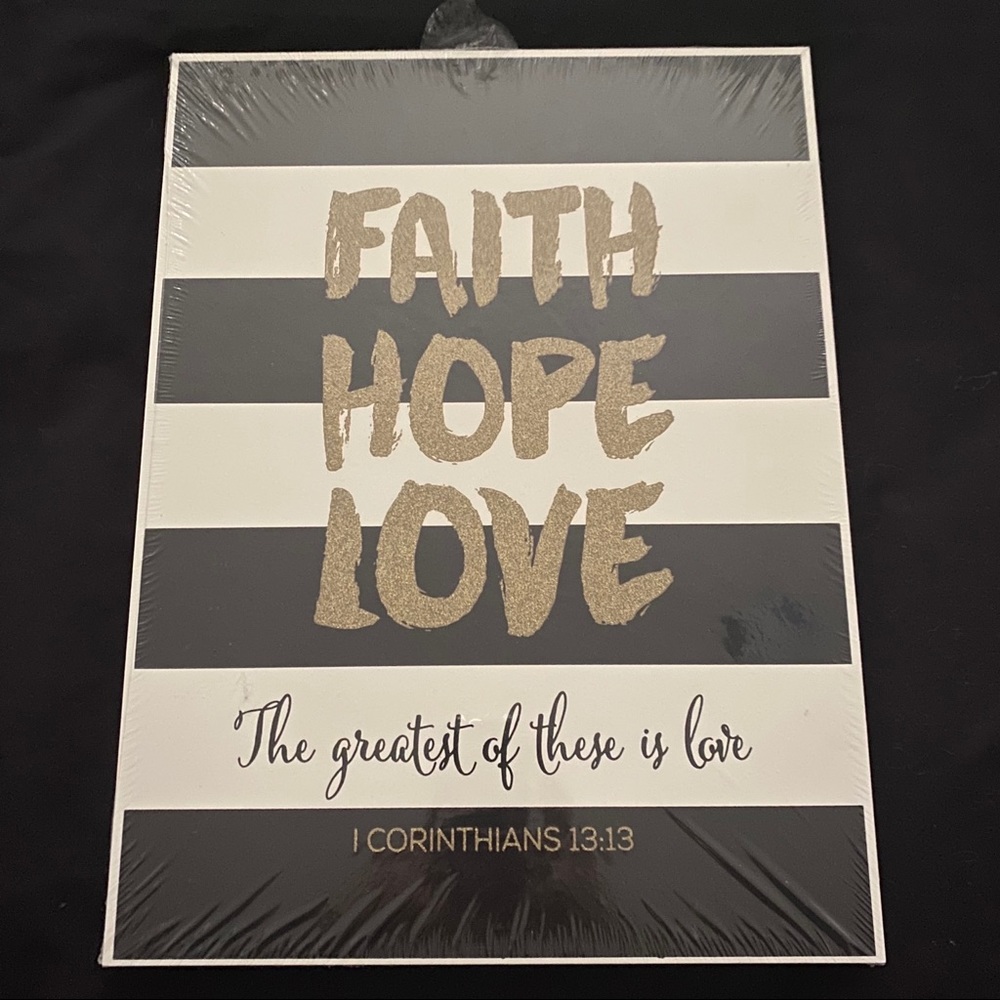 NEW Faith Hope Love Glitter Plaque Corinthians 13